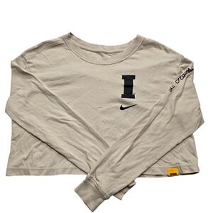 Nike Iowa Hawkeyes‎ Cropped Long Sleeve Tee Tan Graphic Streetwear Womens L